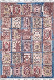 Resim Konstancin Kırmızı MadalyonModern Geometrik Etnik Desenli Boho Makinada Yıkanabilir Hav Toz Vermez Leke Tutmaz Kaymaz Taban Dijital Makine Baskı Halı Oturma Odası Salon Yolluk Koridor Mutfak Halısısı 