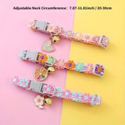 Resim Renkli Dantel Çiçekleri & Çıngıraklı Ayarlanabilir El Yapımı Evcil Hayvan Kolyesi - Kediler & Küçük Köpekler için Büyüleyici Keten Aksesuar, 19.0-30.0cm Her Boyuta Uyar, Köpek Kolyesi 