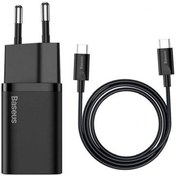 Resim Baseus Super Si 1c 25w Hızlı Şarj Adaptörü 3a Type-c To Type-c 1m Şarj Kablosu (SİYAH) 