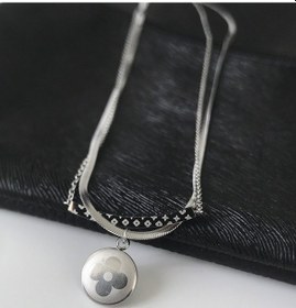 Resim Dört Yapraklı Yonca Model Çelik Kolye 45 Cm + Uzatma Silver Gümüş 