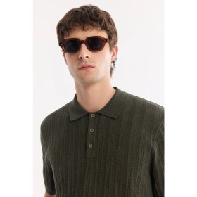 Resim AVVA Erkek Haki Polo Yaka Düğmeli Soft Touch Regular Fit Triko T-Shirt A61Y5020 