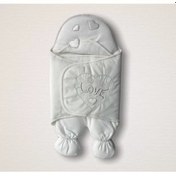 Resim Yenidoğan Lüks Üç Kalp Love Nakışlı Kız Bebek Ayaklı Kundak Bebek Battaniyesi Ekru Çok Renkli 