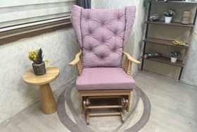 Resim MAMA PUFLU SALLANAN SANDALYE, ANKA PEMBE, NATUREL AHŞAP 