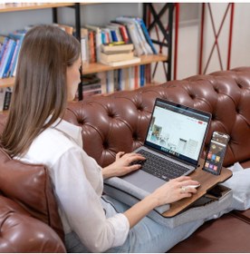 Resim Vigo Wood Minderli Eğim Ayarlanabilir 13" Ve 15.6" Laptop Sehpası Taşınabilir Telefon Bölmeli Masa-LS031 