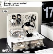 Resim Symbee Masa Üstü Delikli Tahta Çekmeceli Saklama Kutusu - Delikli Tahta Rakoru - Delik Açmadan Kurulur - Masa Üstünü Düzenler - Beyaz 