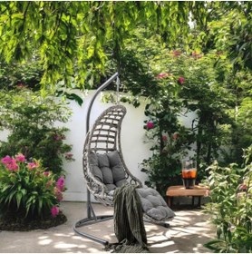 Resim Capri Swing Bodrum Tekli Rattan Bahçe Salıncağı | Balkon Salıncağı 