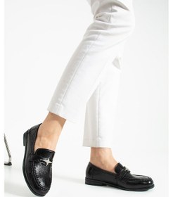 Resim Stato - Siyah Renk Suni Deri Kadın Loafer Siyah 