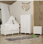 Resim Garaj Home Öykü Country 3 Kapaklı Bebek Odası Takımı Kombin Beyaz 
