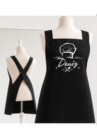 Resim Bk Gift Kişiye Özel İsimli Çapraz Askılı Siyah Mutfak Önlüğü - 6, Aşçı Önlüğü, Şef Önlüğü, Anneye Hediye Kobitmeyencom35902 Bk Gift Renkli 