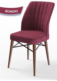 Resim Canisa Flex Serisi, Üst Kalite Yemek Odası Sandalyesi, 6 Adet Bordo Sandalye, Gürgen Ceviz Ahşap Ayak Sandalye Bordo Ayakları Ceviz 