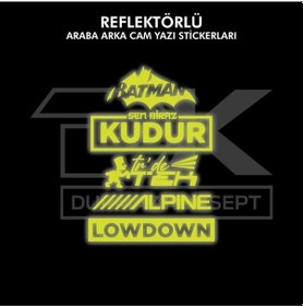 Resim Araba Arka Cam Yazıları Reflektörlü Beyaz-kırmızı-mavi-neon Yeşil-pembe Çok Renkli 