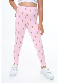 Resim Toontoy Kids Toontoy Kız Çocuk Tavşan Baskılı Tayt Pembe 