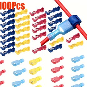 Resim 50/100 Adet T-Şekilli Hızlı Bağlantı Kablo Terminalleri - Plastik Gövdeli, Delmeye İhtiyac Olmayan Kilitli Tel Konnektörler, Bakır Alaşım Sıkma Kontaklar & Renk Kodlu (Mavi/Sarı/Kırmızı) Otomotiv, DIY, Ev Elektrik Dağılımı, Çalışmalar için Aksesuarlar, Terminal Konnektörleri, Elektrik Kablosu Bağlantı Elemanları, Elektrik Kablosu Bağlantı Elemanları, Araba Kablo Bağlantısı, Otomotiv Araçları, Bağlantı Kablosu, Tel Tap, Kablo Terminal Konnektörleri, 
