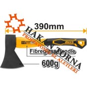 Resim Ingco Kamp Fiberglass Saplı Balta 600 gr Kampçı Baltası 