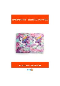 Resim Unicorn Tasarımlı Peluş Hatıra Defteri A5 80 Yaprak Renkli Çok Renkli 