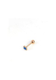 Resim Mavi Opal Taşlı Yonca Figürlü Gümüş Rose Piercing Altın 