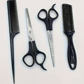 Resim 4 Parça Profesyonel Saç Şekillendirme Araç Seti – Ambidextrous Dokulama Makası, Tarak ve İnceltme Makası Bukle Geliştirme ve Kuru Saçlar İçin – Kokusuz Saç Kesimi ve İnceltme Seti 
