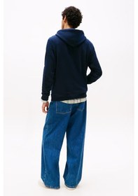 Resim Erkek Regular Fit Yazı Baskılı Kapüşonlu Sweatshirt - Lacivert Dark Night Navy Multi 