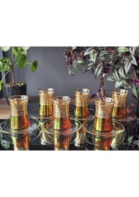 Resim Konyax Çay Seti 12 Parçalık Alda Kırmızı Lüsterli Renkli 