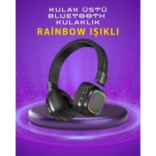 Resim Techno Stock Renkli Işık Efektli Bluetooth 5.3 Müzik Kulaklığı 