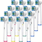 Resim Oral-B Pro 500/1000/1500/3000/3757/7000/8000 Elektrikli Diş Fırçaları ile Uyumlu 16 Parça Yedek Diş Fırçası Başlığı - Nazik Temizlik için Yumuşak Kıllar, Hijyenik Tasarım, Aile Diş Bakımı İçin Temel Malzeme 