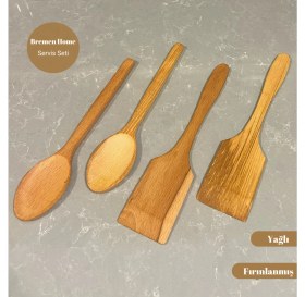 Resim Özbience 4'lü Ahşap Mutfak Seti, Tahta Spatula ve Kaşık, Dayanıklı ve Şık Tasarım 