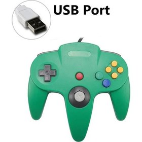 Resim Usb Yeşil Kablolu N64 Gamepad Joypad Oyun Joystick Gamecube Mac Gamepad Pc Oyun Denetleyicisi İçin 