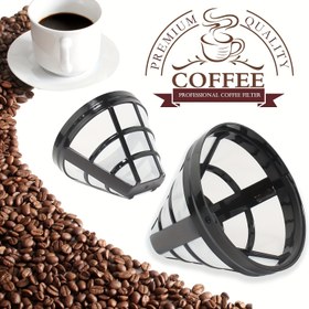 Resim Yeniden Kullanılabilir Koni Şeklinde Kahve Filtresi Sepeti, 8 Bardak Kapasiteli, Mr Coffee Makineleri için Premium Polipropilen Örgü, Ninja Kahve Barı ile Uyumlu - Profesyonel Kahve Filtresi 