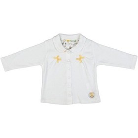 Resim Yakalı Hırka Kız Bebek Sarı Beyaz 