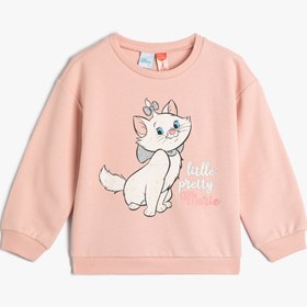 Resim Kız Bebek Marie Sweatshirt Lisanslı Uzun Kollu Bisiklet Yaka Şardonlu Pamuklu 