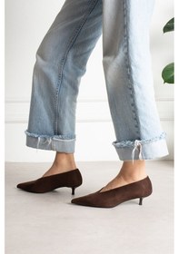 Resim Shoetek Louod Kadın Stıletto İnce Topuklu Kahverengi Süet Kahve Süet 