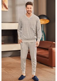 Resim Mecit Pijama Mecit 2757 Erkek Gri Uzun Kollu Pijama Takımı 001 