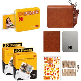 Resim Kodak Mini 3 Retro - Taşınabilir Fotoğraf Yazıcısı( Kare 8x8cm Baskı - Sarı ) BUNDLE 