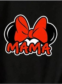 Resim Simala Anneler Günü Baskılı T-shirt - Siyah Siyah 