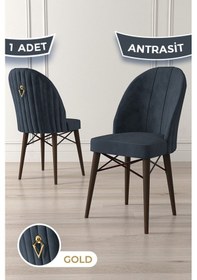 Resim Canisa Ritim Serisi, Ceviz Gürgen Ayaklı 1.sınıf Babyface Ithal Kumaş Antrasit Sandalye Gold Halka 1 Adet Sandalye Antrasit Ayakları Ceviz 