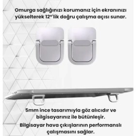 Resim 2 Adet Yapışkanlı Katlanılabilir Laptop Standı Portatif Bilgisayar Laptop Stand Ayagi Siyah 