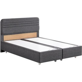 Resim Mila İkili Set, Mila Çift Kişilik Baza Başlık Seti - Antrasit 150 x 200 