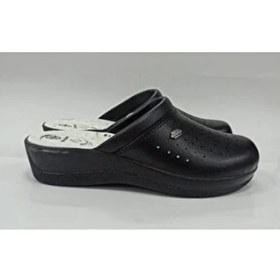 Resim Gezer Siyah 4 Nokta Ortopedik Taban Sabo Hastane Iş Terliği Unisex Tekstil Malzeme ile Rahat Kullanım 
