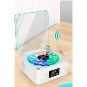 Resim Ensiga Hoparlör Kablosuz Bluetooth Plakretro Pikap Tarzı Çalar Stereo Ses Rgb Projeksiyon Lambası Etkili 