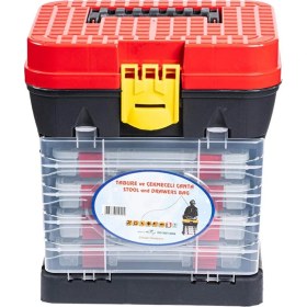 Resim Tabureli Balıkçı Takım Çantası - 4 Çekmeceli - Kırmızı 