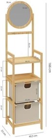 Resim Digithome Bambu Aynalı 2 Çekmeceli Banyo Düzenleyici 2 Raflı Şifonyer Makyaj Organizeri DB-0035 