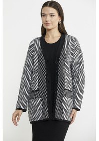 Resim Oversize Cepli Petek Motifli Triko Ceket - Siyah 001 