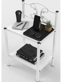 Resim Argimo Pero Retro Ferforje Metal Komodin Beyaz 