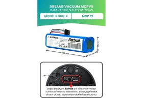 Resim Electroll Dreame Vacuum Mop F9 Uyumlu Batarya (ULTRA YÜKSEK KAPASİTE) 6400mah Pil Robot Süpürge Batarya Değişimi 