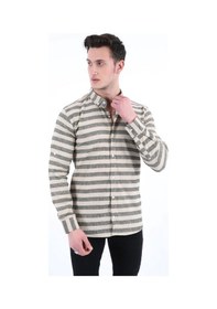 Resim Erkek Günlük Çizgili Full Likralı Gömlek Renkli 