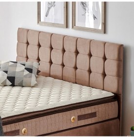 Resim Nironyatak Rama Tek Kişilik Yatak Başlığı - 120 Cm Sütlü Kahve Kumaş Başlık 