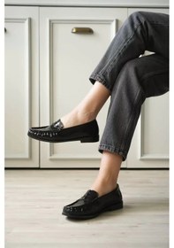 Resim Trendella Siyah Parlak Deri Görünümlü Penny Loafer Tr88ms02a 