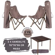 Resim Bag The Joy Ahşap Masa Sandalye Seti Antrasit-Koyu Gri-70 70 55cm Kahverengi 
