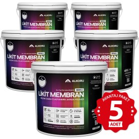 Resim Alkoru 5 Adet 13 kg Beyaz Likit Membran Renkli Reçine Esaslı Sıvı Su Yalıtım Malzemesi Avantaj Paket 