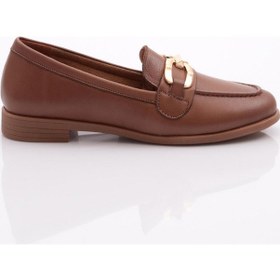 Resim Dgn 1851 Kadin Metal Aksesuarli Loafer Ayakkabi Ceviz 